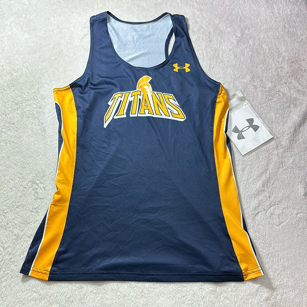Under Armour Titans Women’s Track Tank Top Size Medium Navy and Gold